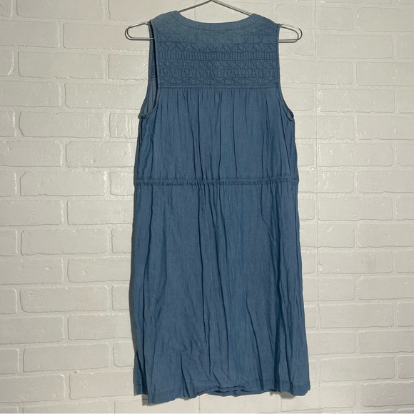 LOFT Dress Sleeveless Blue Casual Dress with Drawstring Waist Cotton Blend Small - Picture 4 of 10